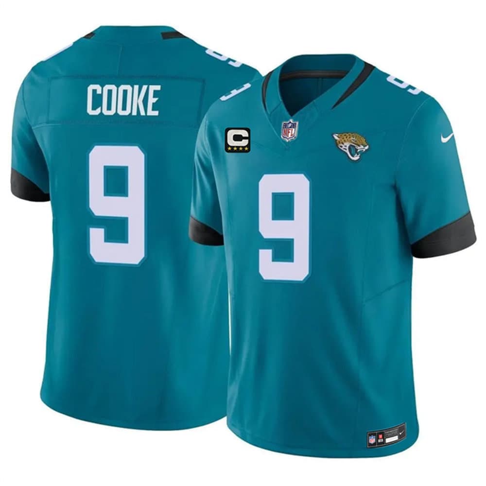 Men's Jacksonville Jaguars #9 Logan Cooke Teal 2026 4-Star C Patch Vapor F.U.S.E. Limited Jersey Men's Jacksonville Jaguars #9 Logan Cooke Teal 2026 4-Star C Patch Vapor F.U.S.E. Limited Jersey