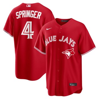 Men's Toronto Blue Jays #4 George Springer Nike Red Canada Day Replica Jersey Men's Toronto Blue Jays #4 George Springer Nike Red Canada Day Replica Jersey