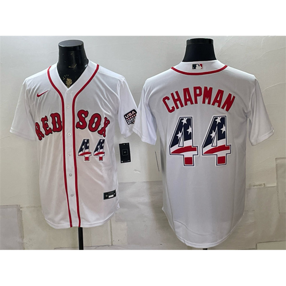 Men's Boston Red Sox #44 Aroldis Chapman White 2026 USA 250 Fourth of July Home Baseball Jersey