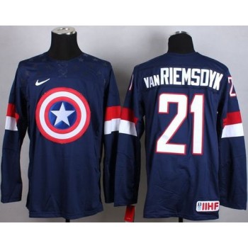 Olympic Team USA #21 James van Riemsdyk Navy Blue Captain America Fashion Stitched NHL Jersey Olympic Team USA #21 James van Riemsdyk Navy Blue Captain America Fashion Stitched NHL Jersey
