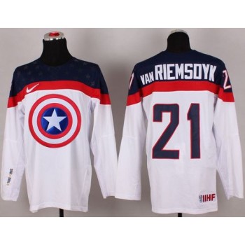 Olympic Team USA #21 James van Riemsdyk White Captain America Fashion Stitched NHL Jersey Olympic Team USA #21 James van Riemsdyk White Captain America Fashion Stitched NHL Jersey