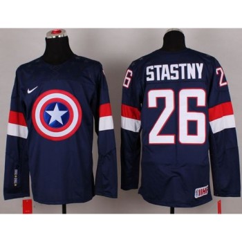 Olympic Team USA #26 Paul Stastny Navy Blue Captain America Fashion Stitched NHL Jersey Olympic Team USA #26 Paul Stastny Navy Blue Captain America Fashion Stitched NHL Jersey