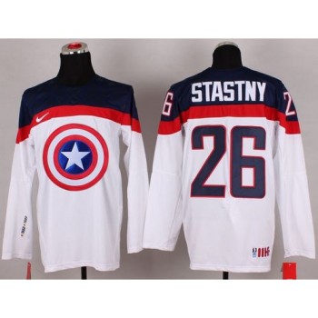 Olympic Team USA #26 Paul Stastny White Captain America Fashion Stitched NHL Jersey Olympic Team USA #26 Paul Stastny White Captain America Fashion Stitched NHL Jersey