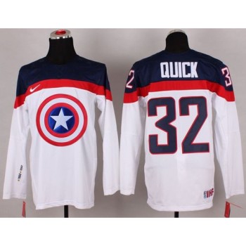 Olympic Team USA #32 Jonathan Quick White Captain America Fashion Stitched NHL Jersey Olympic Team USA #32 Jonathan Quick White Captain America Fashion Stitched NHL Jersey