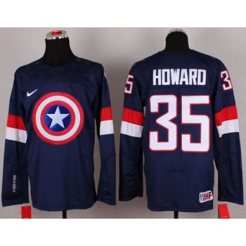 Olympic Team USA #35 Jimmy Howard Navy Blue Captain America Fashion Stitched NHL Jersey Olympic Team USA #35 Jimmy Howard Navy Blue Captain America Fashion Stitched NHL Jersey