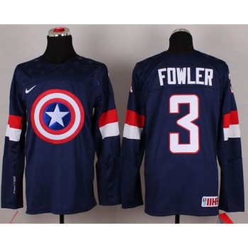 Olympic Team USA #3 Cam Fowler Navy Blue Captain America Fashion Stitched NHL Jersey Olympic Team USA #3 Cam Fowler Navy Blue Captain America Fashion Stitched NHL Jersey