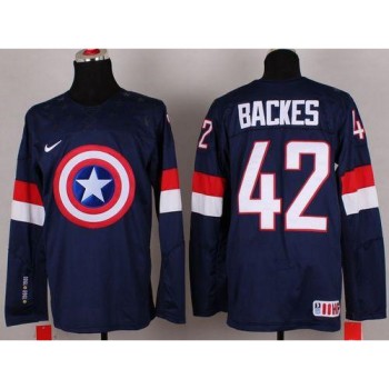 Olympic Team USA #42 David Backes Navy Blue Captain America Fashion Stitched NHL Jersey Olympic Team USA #42 David Backes Navy Blue Captain America Fashion Stitched NHL Jersey