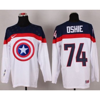 Olympic Team USA #74 T. J. Oshie White Captain America Fashion Stitched NHL Jersey Olympic Team USA #74 T. J. Oshie White Captain America Fashion Stitched NHL Jersey