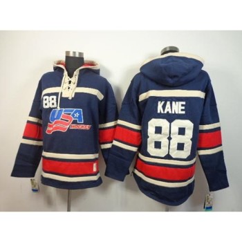 Olympic Team USA #88 Patrick Kane Navy Blue Throwback Sawyer Hooded Sweatshirt Stitched NHL Jersey Olympic Team USA #88 Patrick Kane Navy Blue Throwback Sawyer Hooded Sweatshirt Stitched NHL Jersey