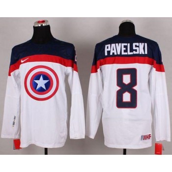Olympic Team USA #8 Joe Pavelski White Captain America Fashion Stitched NHL Jersey Olympic Team USA #8 Joe Pavelski White Captain America Fashion Stitched NHL Jersey