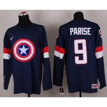 Olympic Team USA #9 Zach Parise Navy Blue Captain America Fashion Stitched NHL Jersey Olympic Team USA #9 Zach Parise Navy Blue Captain America Fashion Stitched NHL Jersey