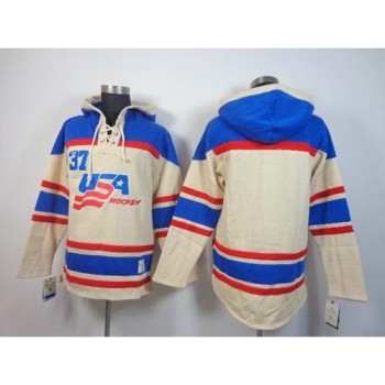 Olympic Team USA Blank Cream Throwback Sawyer Hooded Sweatshirt Stitched NHL Jersey Olympic Team USA Blank Cream Throwback Sawyer Hooded Sweatshirt Stitched NHL Jersey