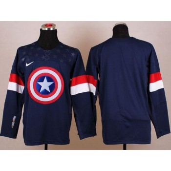 Olympic Team USA Blank Navy Blue Captain America Fashion Stitched NHL Jersey Olympic Team USA Blank Navy Blue Captain America Fashion Stitched NHL Jersey