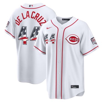 Men's Cincinnati Reds #44 Elly De La Cruz Nike White USA 250 Fourth of July Home Stadium Jersey Men's Cincinnati Reds #44 Elly De La Cruz Nike White USA 250 Fourth of July Home Stadium Jersey