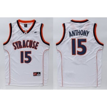 Orange #15 Carmelo Anthnoy White Basketball Stitched NCAA Jersey