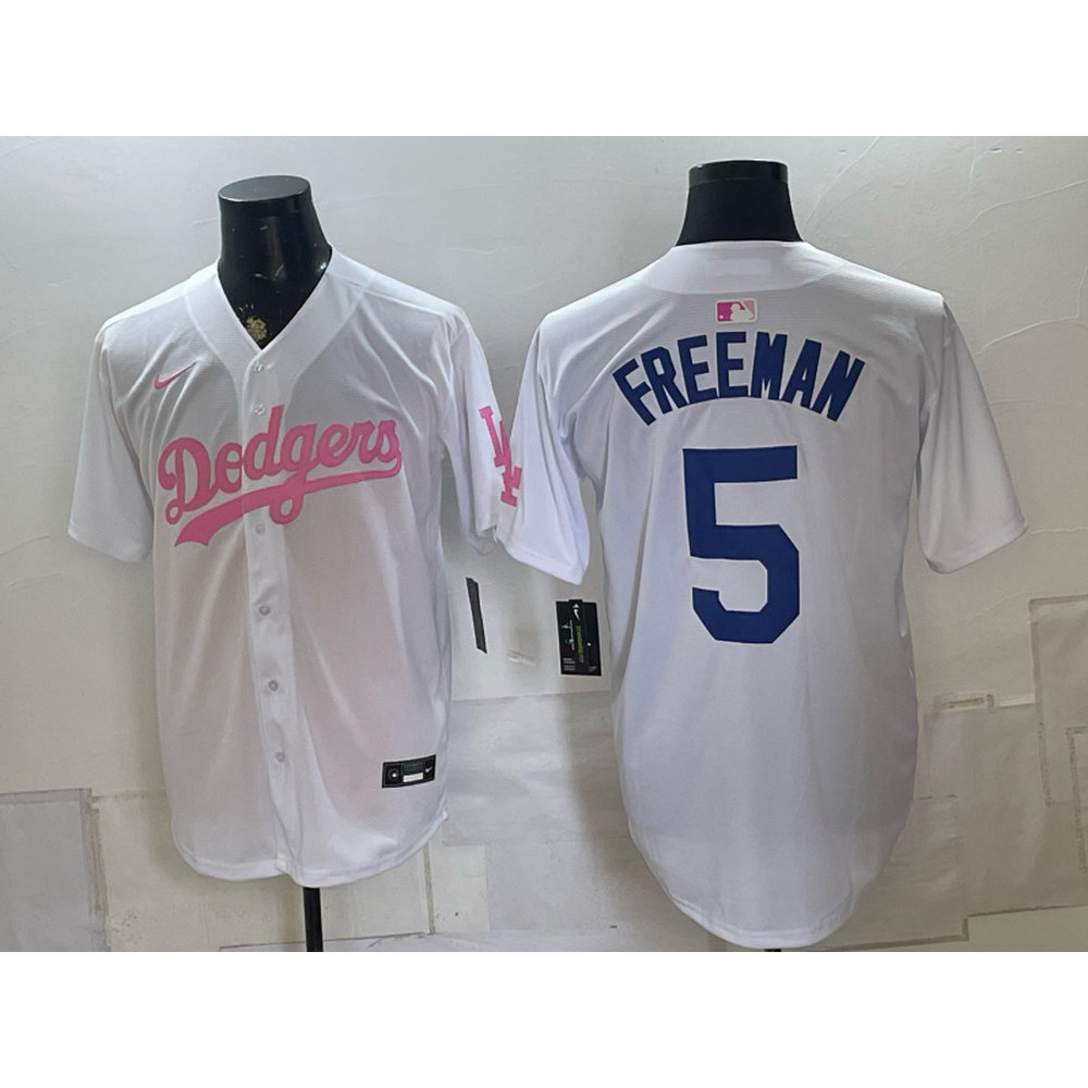 Men's Los Angeles Dodgers #5 Freddie Freeman White Cool Base Stitched Baseball Jersey