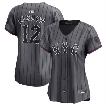 Women's New York Mets #12 Francisco Lindor Graphite 2024 City Connect Limited Stitched Baseball Jersey(Run Small) Women's New York Mets #12 Francisco Lindor Graphite 2024 City Connect Limited Stitched Baseball Jersey(Run Small)