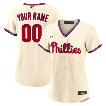 Women's Philadelphia Phillies Nike Cream Alternate Replica Custom Jersey Women's Philadelphia Phillies Nike Cream Alternate Replica Custom Jersey