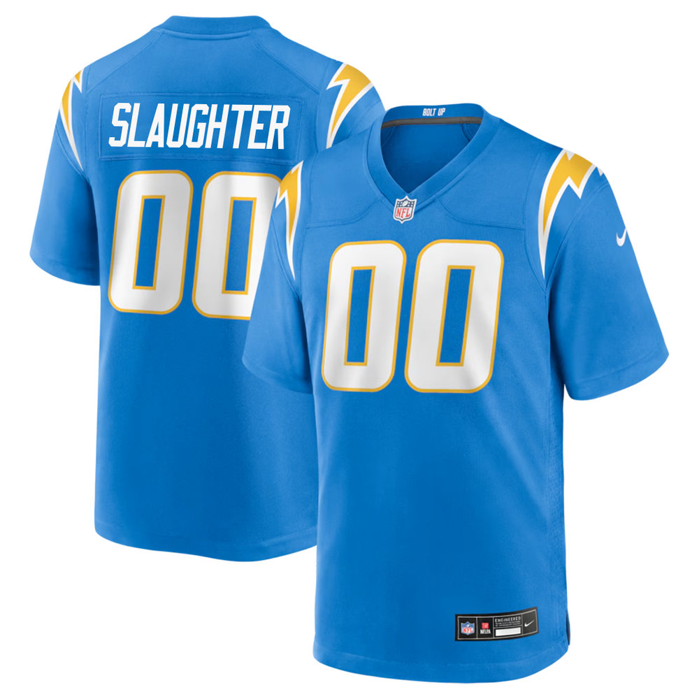 Men's Los Angeles Chargers Jake Slaughter Blue 2026 NFL Draft Game Jersey