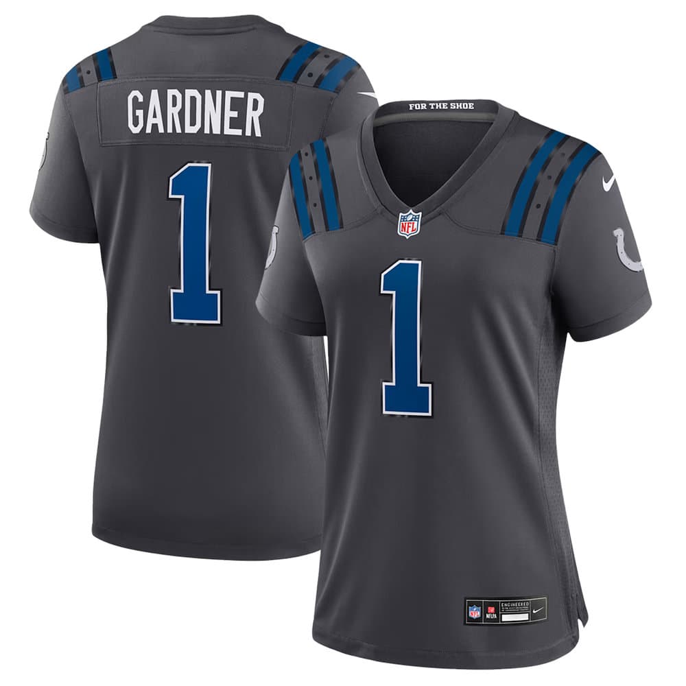 Women's Indianapolis Colts #1 Ahmad Sauce Gardner Charcoal 2026 Rivalries Collection Game Jersey Women's Indianapolis Colts #1 Ahmad Sauce Gardner Charcoal 2026 Rivalries Collection Game Jersey