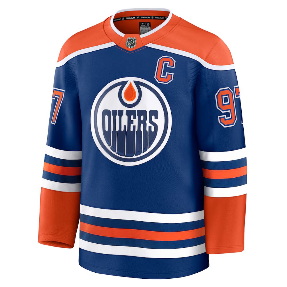 Men's Edmonton Oilers #97 Connor McDavid Royal Home Premium Jersey Men's Edmonton Oilers #97 Connor McDavid Royal Home Premium Jersey