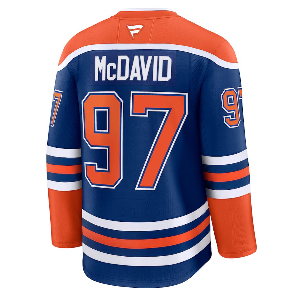 Men's Edmonton Oilers #97 Connor McDavid Royal Home Premium Jersey Men's Edmonton Oilers #97 Connor McDavid Royal Home Premium Jersey