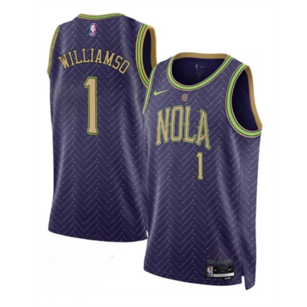 Men's New Orleans Pelicans #1 Zion Williamson Purple 2024-25 City Ediiton Stitched Basketball Jersey
