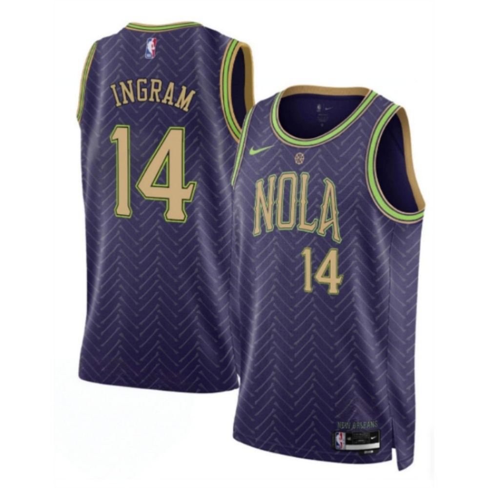 Men's New Orleans Pelicans #14 Brandon Ingram Purple 2024-25 City Ediiton Stitched Basketball Jersey
