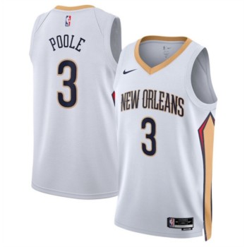 Men's New Orleans Pelicans #3 Jordan Poole White 2025 Association Edition Stitched Basketball Jersey