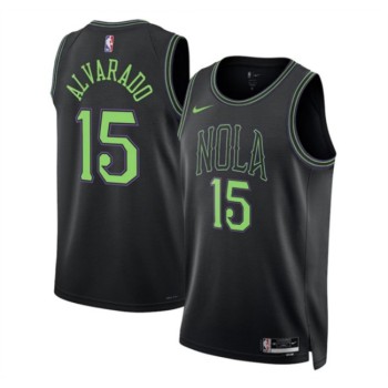 Men's New Orleans Pelicans #15 Jose Alvarado Black 2025/26 City Ediiton Stitched Basketball Jersey