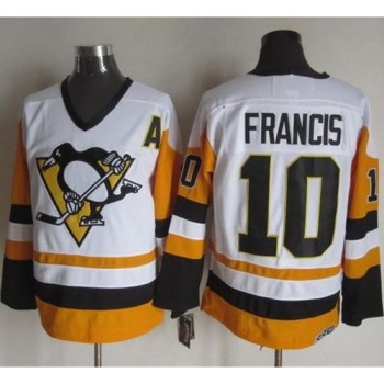 Penguins #10 Ron Francis White/Black CCM Throwback Stitched NHL Jersey Penguins #10 Ron Francis White/Black CCM Throwback Stitched NHL Jersey