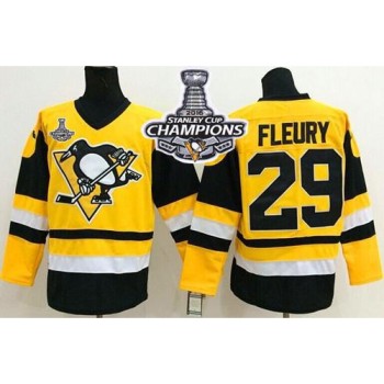 Penguins #29 Andre Fleury Yellow Throwback 2016 Stanley Cup Champions Stitched NHL Jersey Penguins #29 Andre Fleury Yellow Throwback 2016 Stanley Cup Champions Stitched NHL Jersey
