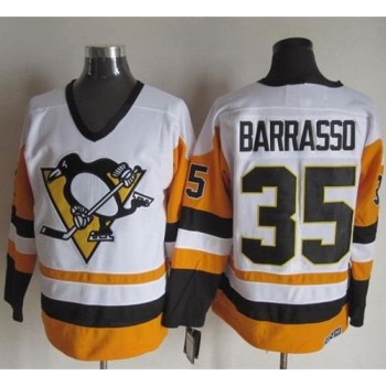 Penguins #35 Tom Barrasso White/Black CCM Throwback Stitched NHL Jersey Penguins #35 Tom Barrasso White/Black CCM Throwback Stitched NHL Jersey