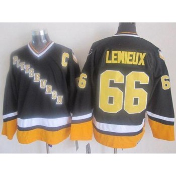 Penguins #66 Mario Lemieux Black/Yellow CCM Throwback Stitched NHL Jersey Penguins #66 Mario Lemieux Black/Yellow CCM Throwback Stitched NHL Jersey