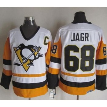 Penguins #68 Jaromir Jagr White/Black CCM Throwback Stitched NHL Jersey Penguins #68 Jaromir Jagr White/Black CCM Throwback Stitched NHL Jersey