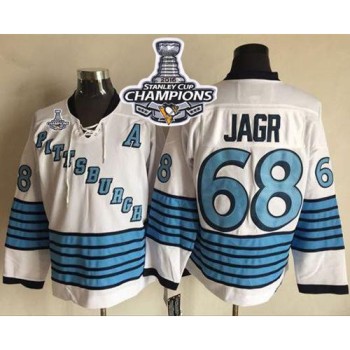Penguins #68 Jaromir Jagr White/Light Blue CCM Throwback 2016 Stanley Cup Champions Stitched NHL Jersey Penguins #68 Jaromir Jagr White/Light Blue CCM Throwback 2016 Stanley Cup Champions Stitched NHL Jersey
