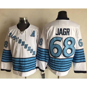 Penguins #68 Jaromir Jagr White/Light Blue CCM Throwback Stitched NHL Jersey Penguins #68 Jaromir Jagr White/Light Blue CCM Throwback Stitched NHL Jersey
