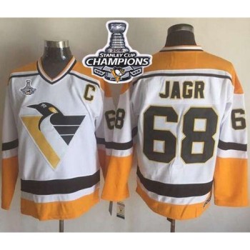 Penguins #68 Jaromir Jagr White/Yellow CCM Throwback 2016 Stanley Cup Champions Stitched NHL Jersey Penguins #68 Jaromir Jagr White/Yellow CCM Throwback 2016 Stanley Cup Champions Stitched NHL Jersey
