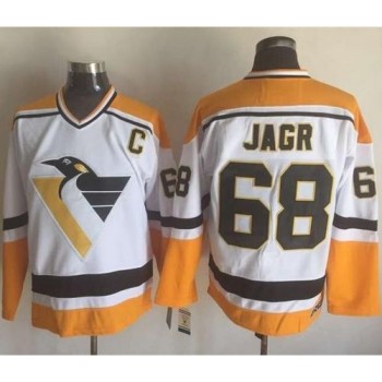 Penguins #68 Jaromir Jagr White/Yellow CCM Throwback Stitched NHL Jersey Penguins #68 Jaromir Jagr White/Yellow CCM Throwback Stitched NHL Jersey