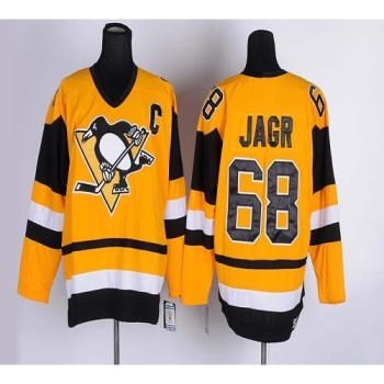 Penguins #68 Jaromir Jagr Yellow CCM Throwback Stitched NHL Jersey Penguins #68 Jaromir Jagr Yellow CCM Throwback Stitched NHL Jersey