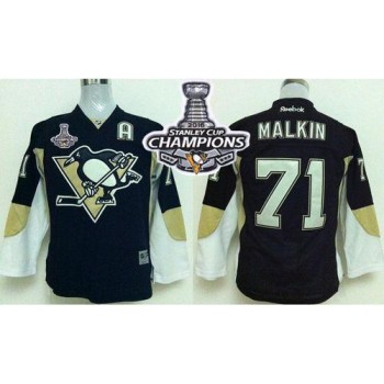 Penguins #71 Evgeni Malkin Black 2016 Stanley Cup Champions Stitched Youth NHL Jersey