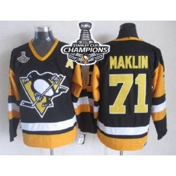 Penguins #71 Evgeni Malkin Black CCM Throwback 2016 Stanley Cup Champions Stitched NHL Jersey