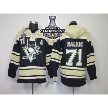 Penguins #71 Evgeni Malkin Black Sawyer Hooded Sweatshirt 2016 Stanley Cup Champions Stitched NHL Jersey