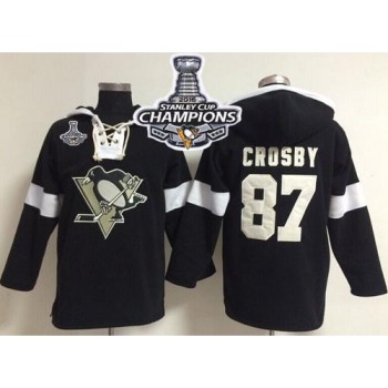 Penguins #87 Sidney Crosby Black 2016 Stanley Cup Champions NHL Pullover Hoodie