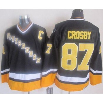 Penguins #87 Sidney Crosby Black/Yellow CCM Throwback Stitched NHL Jersey Penguins #87 Sidney Crosby Black/Yellow CCM Throwback Stitched NHL Jersey
