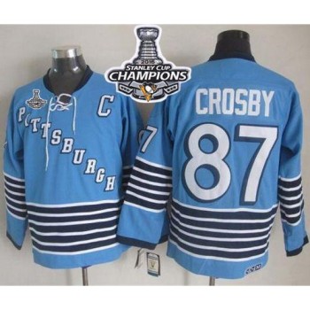 Penguins #87 Sidney Crosby Light Blue CCM Throwback 2016 Stanley Cup Champions Stitched NHL Jersey Penguins #87 Sidney Crosby Light Blue CCM Throwback 2016 Stanley Cup Champions Stitched NHL Jersey