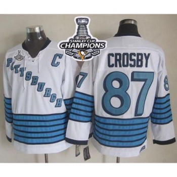 Penguins #87 Sidney Crosby White/Light Blue CCM Throwback 2016 Stanley Cup Champions Stitched NHL Jersey Penguins #87 Sidney Crosby White/Light Blue CCM Throwback 2016 Stanley Cup Champions Stitched NHL Jersey