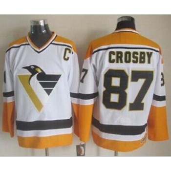 Penguins #87 Sidney Crosby White/Yellow CCM Throwback Stitched NHL Jersey Penguins #87 Sidney Crosby White/Yellow CCM Throwback Stitched NHL Jersey