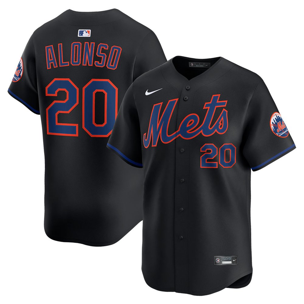 Men's New York Mets #20 Pete Alonso Black Alternate 2025 Limited Stitched Jersey