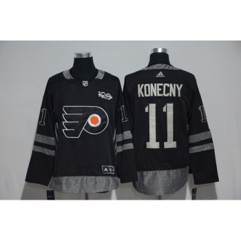 Philadelphia Flyers #11 Travis Konecny Black Men's 1917-2017 100th Anniversary Stitched NHL Jersey Philadelphia Flyers #11 Travis Konecny Black Men's 1917-2017 100th Anniversary Stitched NHL Jersey